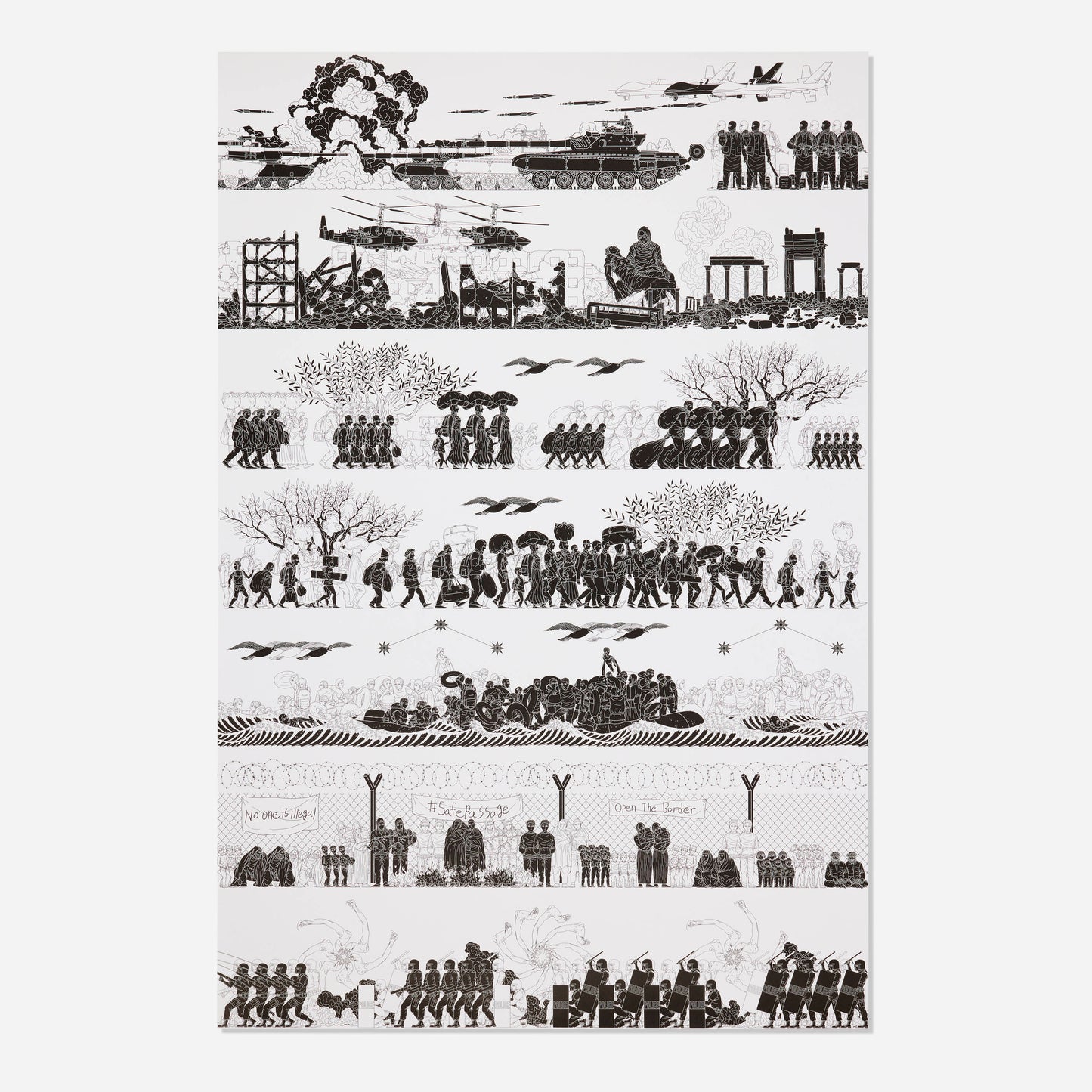 Ai Weiwei "Odyssey" 2017 - Exhibit Poster with Hand-Signed Postcard